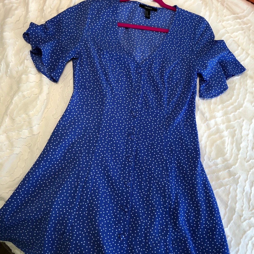 Polka Dot Ruffle Sleeve Dress